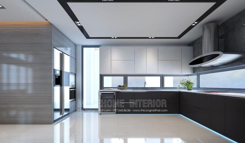 Thiết kế tủ bếp gỗ công nghiệp phong cách đơn giản, nhẹ nhàng nhưng vẫn đảm bảo công năng sử dụng cho người nội trợ trong quá trình nấu nướng Thiết kế phòng bếp, tủ bếp đẹp