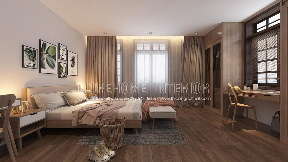 Thiết kế phòng ngủ hiện đại với nội thất gỗ đẹpsang trọng Thiết kế phòng ngủ