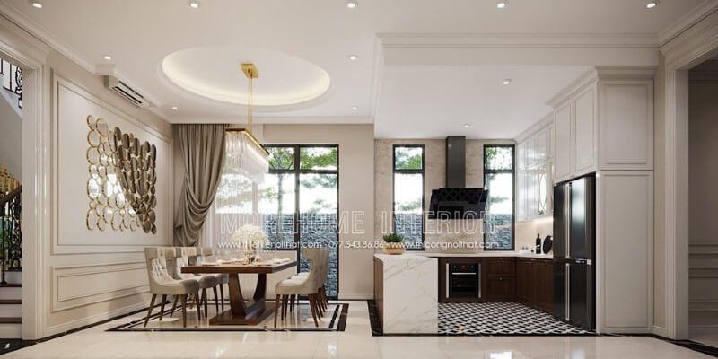 Sắp xếp nội thất phòng ăn liền phòng bếp đẹp, sang trọng theo phong cách đương đại. Gợi ý các mẫu thiết kế phòng bếp đẹp, hiện đại