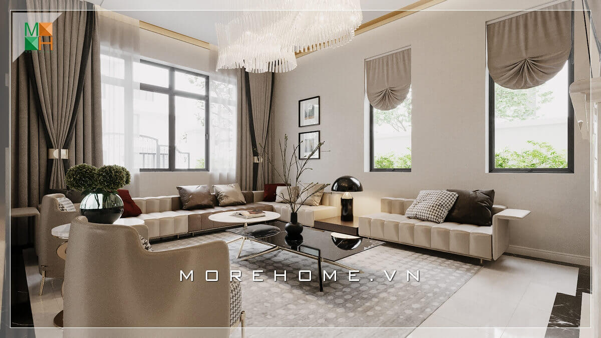 Ấn tượng với mẫu thiết kế phòng khách chung cư, nhà phố, biệt thự,... Rất hiện đại và tiện nghi.