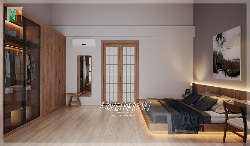 Tủ quần áo cánh kính khung sắt hiện đại sử dụng triệt để phần không gian phía trên tối ưu sử dụng cất trữ được nhiều đồ đạc quần áo gọn gàng ngăn nắp