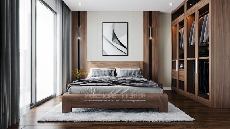 Tủ quần áo gỗ óc chó cổ điển, tinh tế và sang trọng.